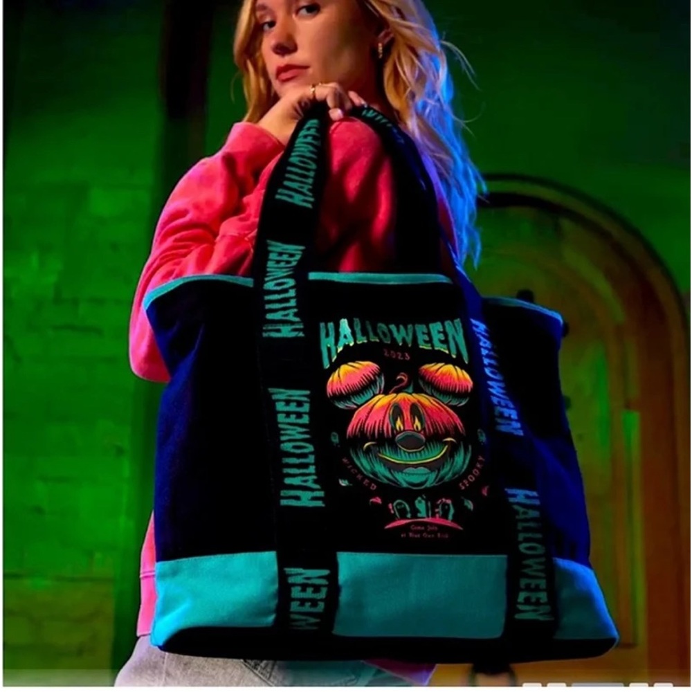 Halloween Themed Disney Black and Teal Tote Bag